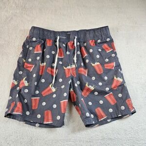 Departwest Mens Swim Trunks Size Medium Red Solo Cups White Dots Beach Pool